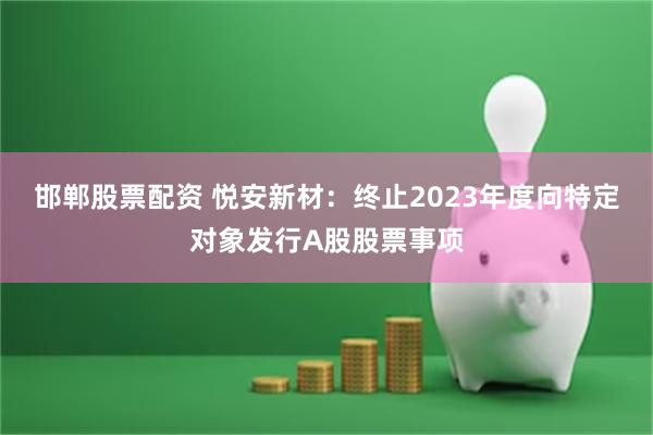 邯郸股票配资 悦安新材：终止2023年度向特定对象发行A股股票事项