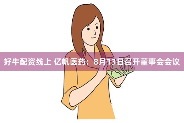 好牛配资线上 亿帆医药：8月13日召开董事会会议