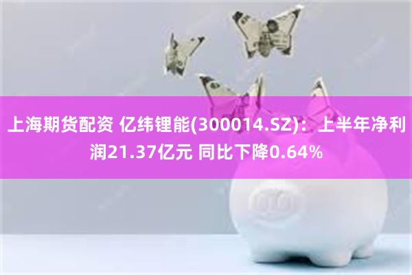 上海期货配资 亿纬锂能(300014.SZ)：上半年净利润21.37亿元 同比下降0.64%